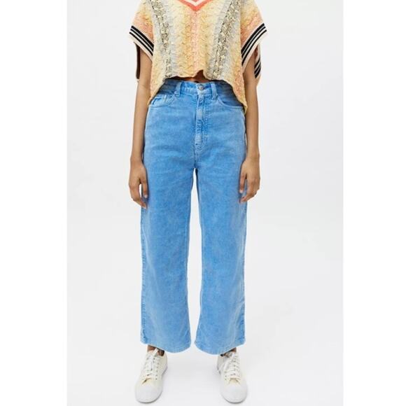 BDG Urban Outfitters High & Wide Corduroy Pants Blue Size 28 - Picture 1 of 7